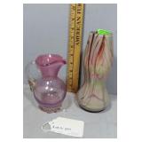 Two Art Glass Vases one figure 8 shaped and one pi