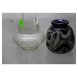 Art glass squat vases