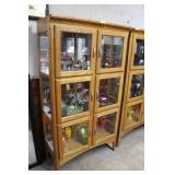 Oak Glass Front and Side Display Cabinet with six