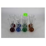 Eight Hand-blown Barware - colored spherical botto