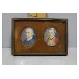 1800s Handpainted Enamel Portraits in shadowbox -