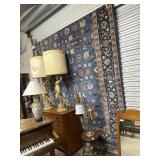 Area Rug in blue and pink hues with floral motif 8