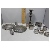 479 - Silverplate mirros, napkin rings &