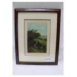 Louis Prang "Partridge" framed print  11.5" x