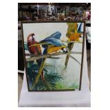 Diane Becker acrylic on canvas of parrots 36" x