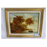 Framed European acrylic on canvas 20.5" x 16.5"