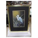 Great Blue heron framed acrylic  40" x 52"