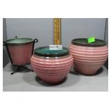 3pc Hull MCM flower pots pink, blue & grey