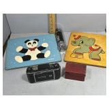 Antique Box Lot ï¿½ Includes a vintage Flinch card g