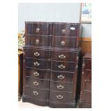 Mahogany? Serpentine Front Tallboy Dresser with Se