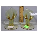Pair Cambridge Calla Lily Candle Holders in Yellow