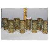 Eight green & gold MCM water glasses