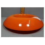 Mid-Century Fire Orange Cobalt-rimmed Glass Bowl -