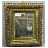 Victorian Green Velvet and gold gilt framed mirror