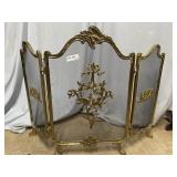 Folding brass fireplace screen