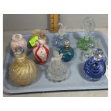 Ten Art Glass Perfume Bottles: one signed E. Cotto