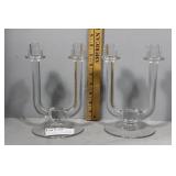 Pair of Crystal Art Deco Candle Holders