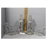Pair Graduated 3-light candle holder & pair Crysta