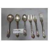 Six sterling flatware pcs - 238 gtw - incl Wallace
