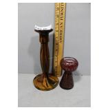 Pair of Czech Glass Candle Holders