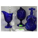 Imperial Regal Blue Art Glass grouping: Cello Bott