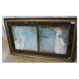 Oversized Framed painting of two lone white Herons