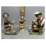 Three Sitting Porcelain Figurines incl  Elderly Ma