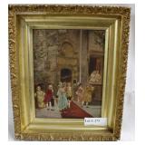 P. Robin painting on board of European courting