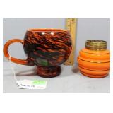 Two Orange and Black Art Glass incl Czechoslovakia
