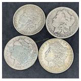 Four Consecutive Morgan Silver Dollars: 1882-1885