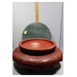 Chinese lacquered low side table with marble top