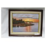 Florida acrylic on canvas of shore birds signed