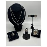 Silver Jewelry Grouping incl pair of