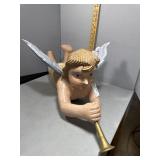 Wooden Hand Carved Cupid - 31" Long *crack to righ