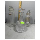 Three Cut Glass Decanters incl Heisey Cobel Cockta