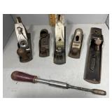 Five Wood Antique Wood Planes incl Stanley/Bailey,