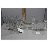 Two pairs American cut glass two light