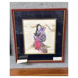 Framed shadow of Japanese girl in kimono 15" x