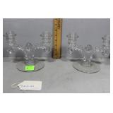 Pair Crystal 2-lite Candlesticks - 6.5" H