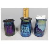 Three Art Deco Pencil Holders in Blue Hues - 4" -