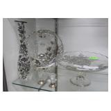 Viking Glass w/ Sterling Silver Overlay flower mot
