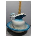 Dresden bowl & pitcher set in blue & white