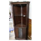 Espresso Lighted Corner Cabinet with single glass