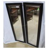 Pair Contemporary Framed Mirrors - 17" x 53"