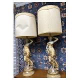 Pair Plaster Goddess Lamps - 37" H
