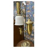 1980s Brass Aladdin Student Lamp with Milk Glass S