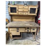 Stepback Cupboard with grain bin in oak - 48" x 26