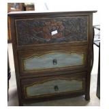 Espresso Three-Drawer Dresser with high relief flo