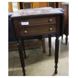 Mahogany? Dropleaf Two Drawer Occasional Table w/