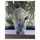 Utensil grouping - 4 whisks & 3 ladles in plastic